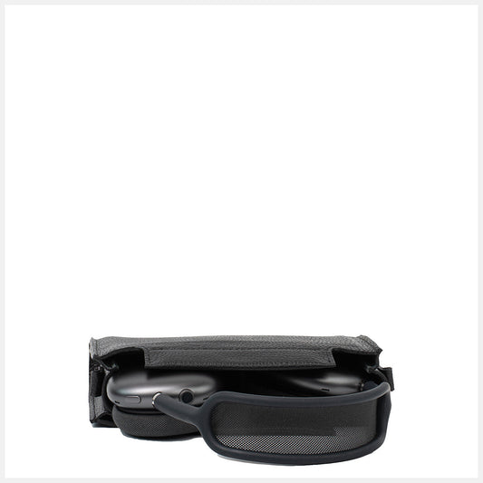 Leather Case with Adjustable Fabric Strap for AirPods Max (Black)-1